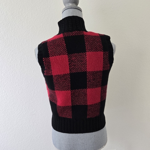 Ralph Lauren Womens Vest Medium Vintage Full Zip Hand Knit 100% Lambs Wool Check - Picture 9 of 16